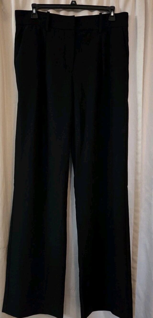 MODACCIO Black Wide Leg Tall Trouser Pants Size XLT Premium Terylene Spandex